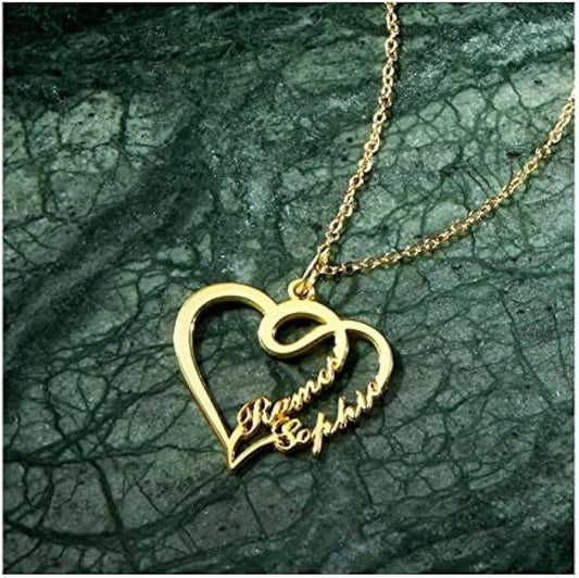 Personalized Double Name Heart Necklace